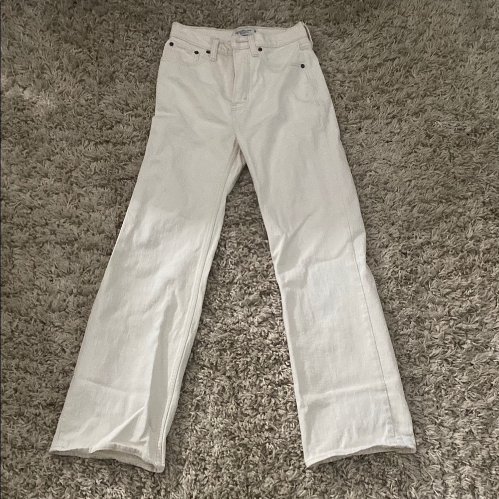 Abercrombie & Fitch Cream High Rise Denim